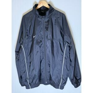Vintage Y2K Nike Full Zip Windbreaker Jacket Black Lined White Mens Size XL Mint